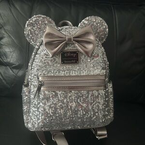 Loungefly Silver Sequin Mini Backpack